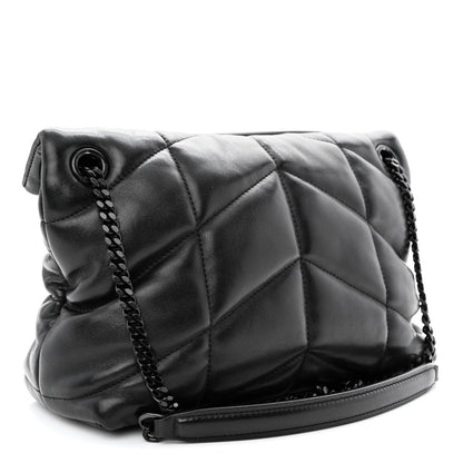 Saint Laurent Lambskin Quilted Monogram Monochrome Small Loulou Puffer Chain Satchel Black 3 of 10
