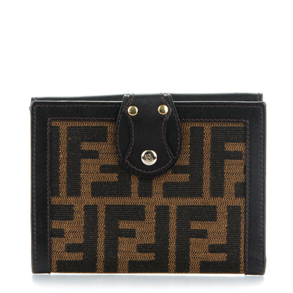 Fendi Zucca Cuoio Lucido Compact Wallet Tobacco Moro 1 of 9