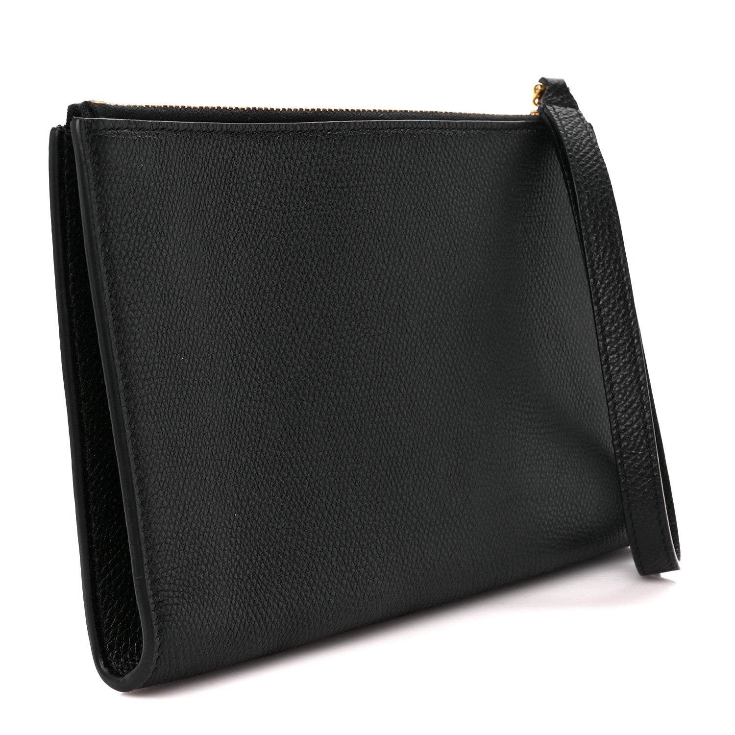 Valentino Garavani Grained Calfskin Vlogo Zip Wristlet Pouch Black 3 of 9