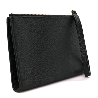 Valentino Garavani Grained Calfskin Vlogo Zip Wristlet Pouch Black 3 of 9
