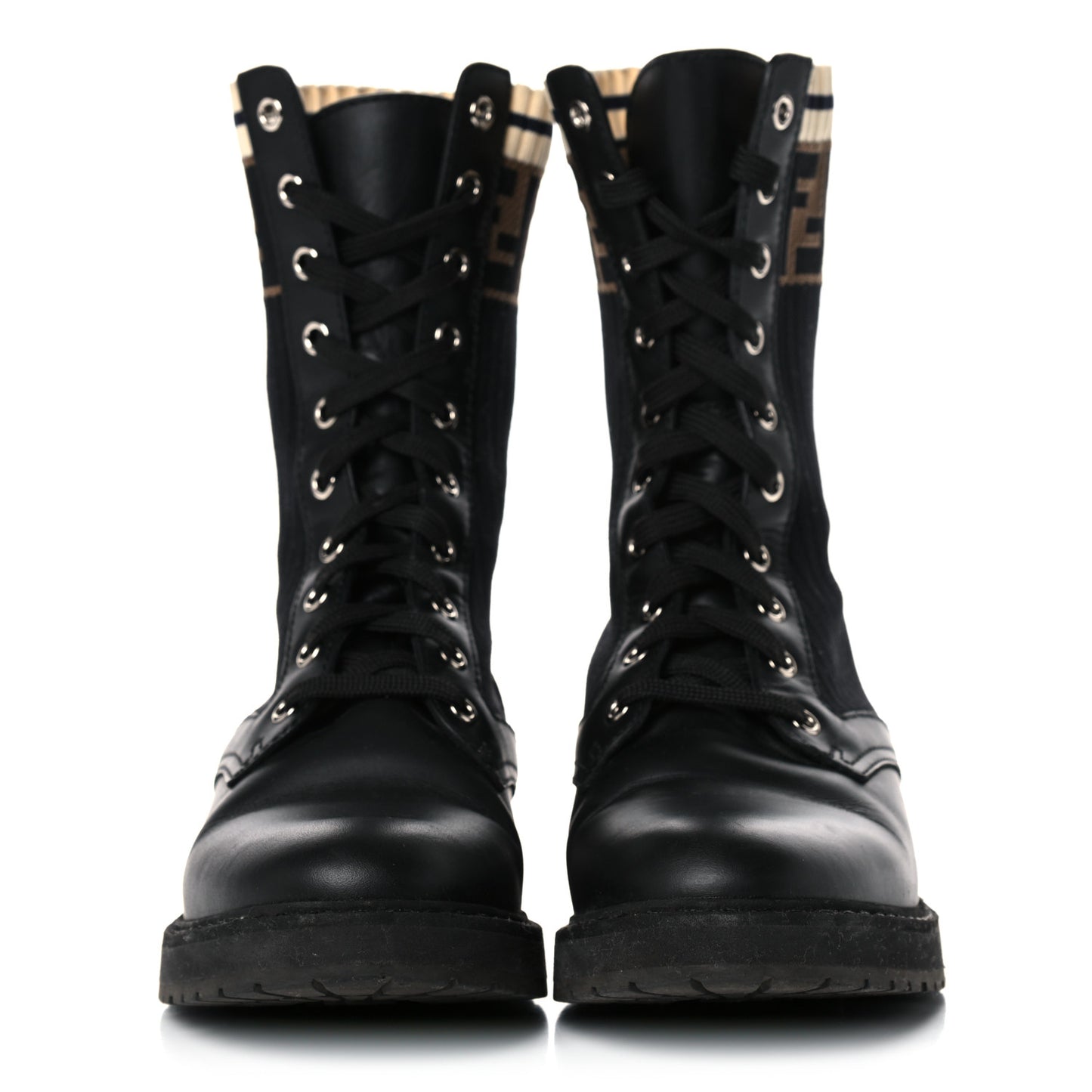 Calfskin Stretch Fabric Rockoko Biker Boots 38 Tobacco Black Marino