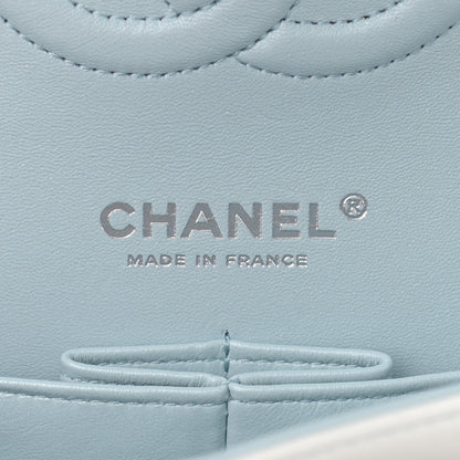 Chanel Perforated Lambskin Quilted Medium Double Flap Light Blue Light Purple White 6 of 11