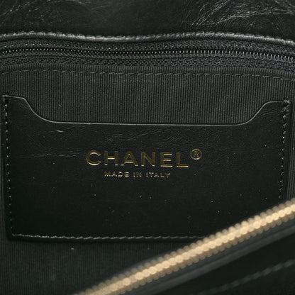 Chanel Aged Calfskin Quilted Graphic Catch Shopping Bag Black 5 of 9