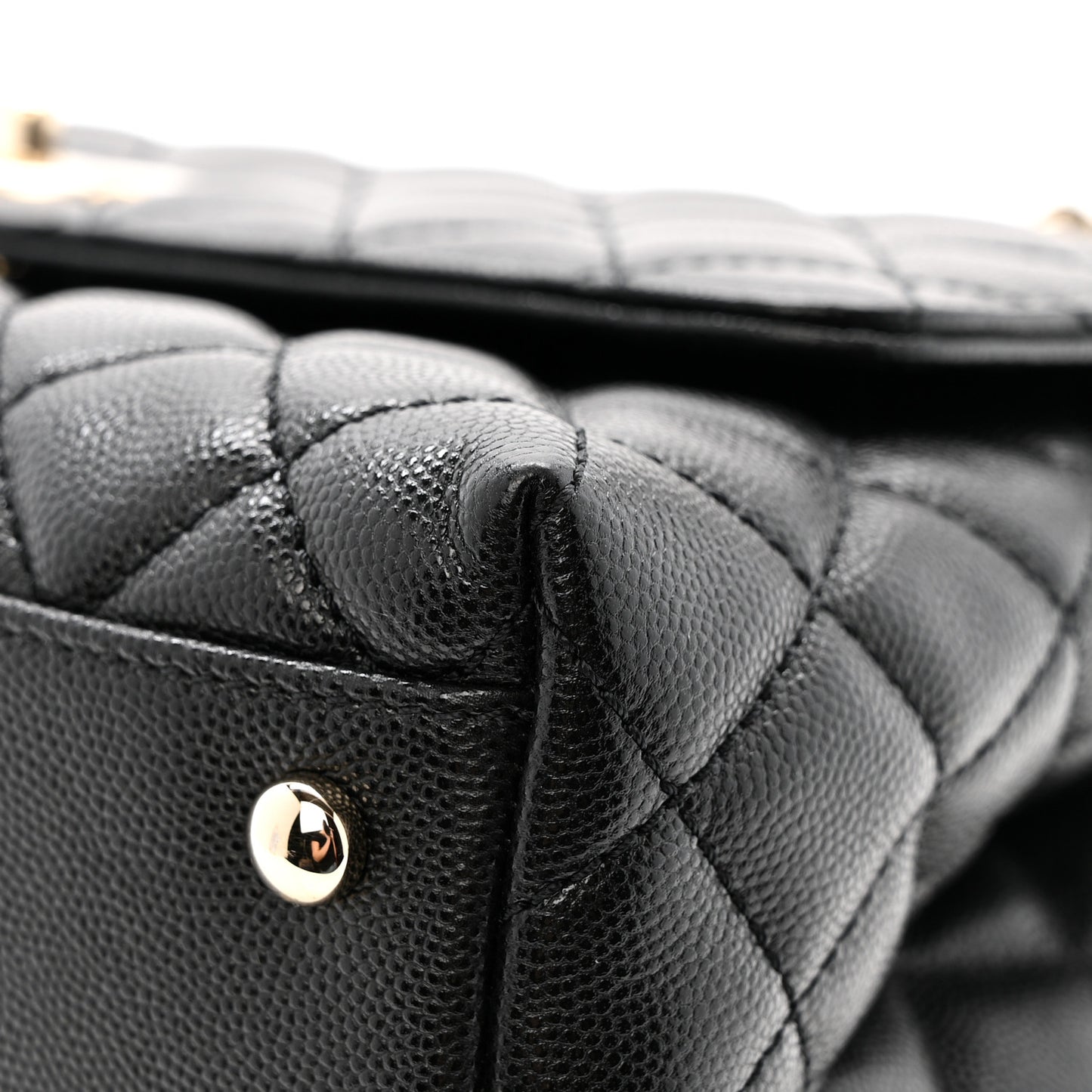Caviar Lizard Embossed Quilted Small Coco Handle Flap Black