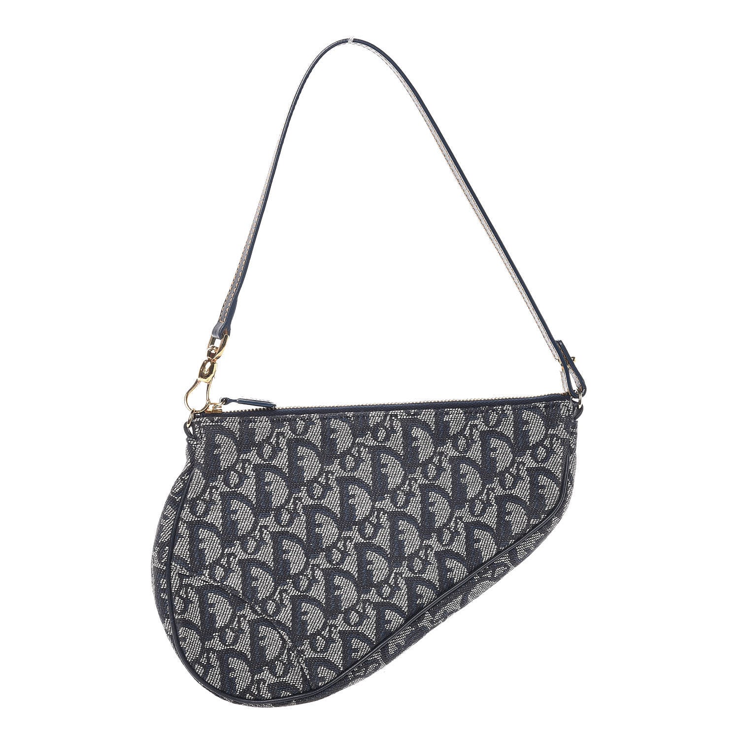 Christian Dior Monogram Mini Saddle Pochette Navy 1 of 8