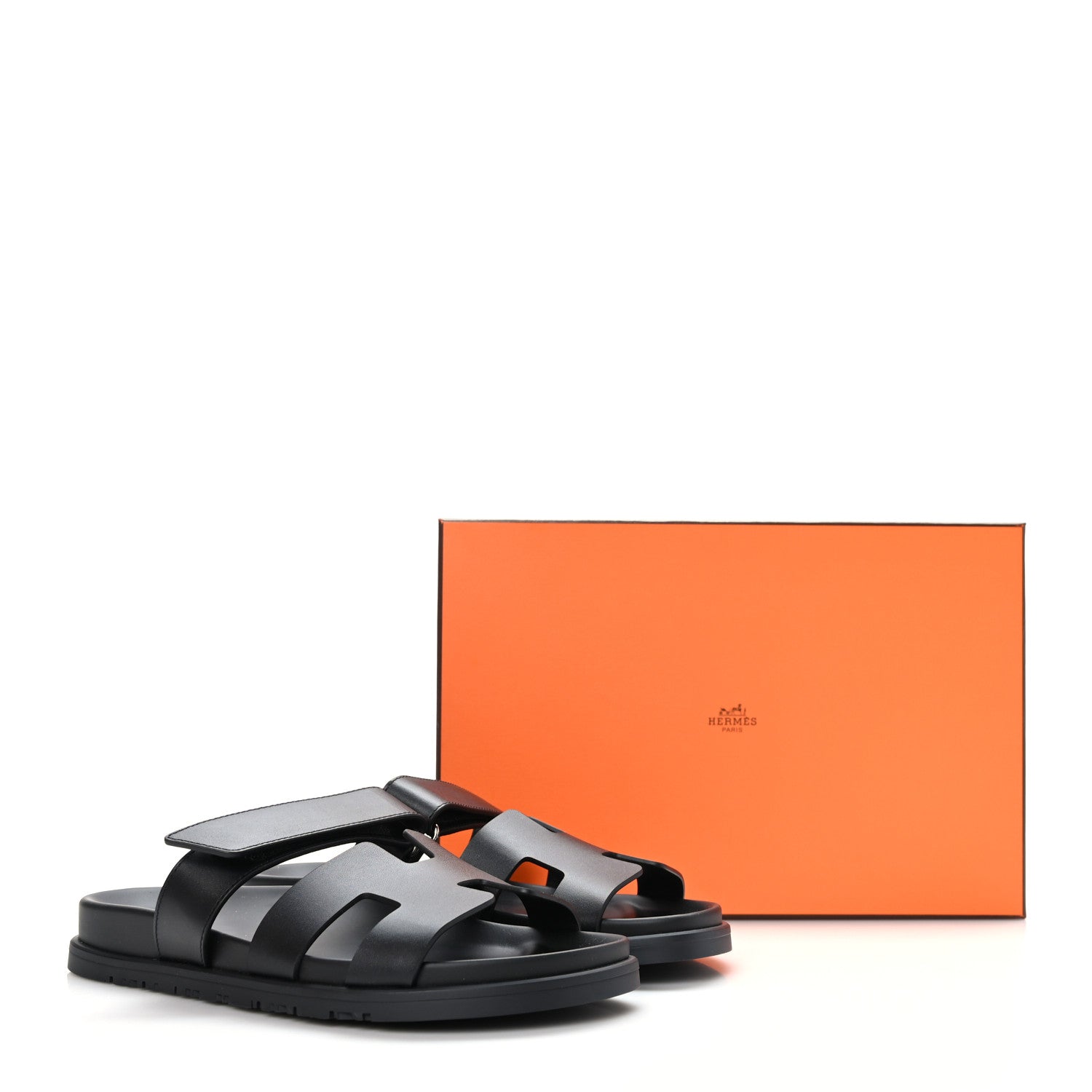 Hermes Calfskin Womens Chypre Sandals 38 Black 9 of 9