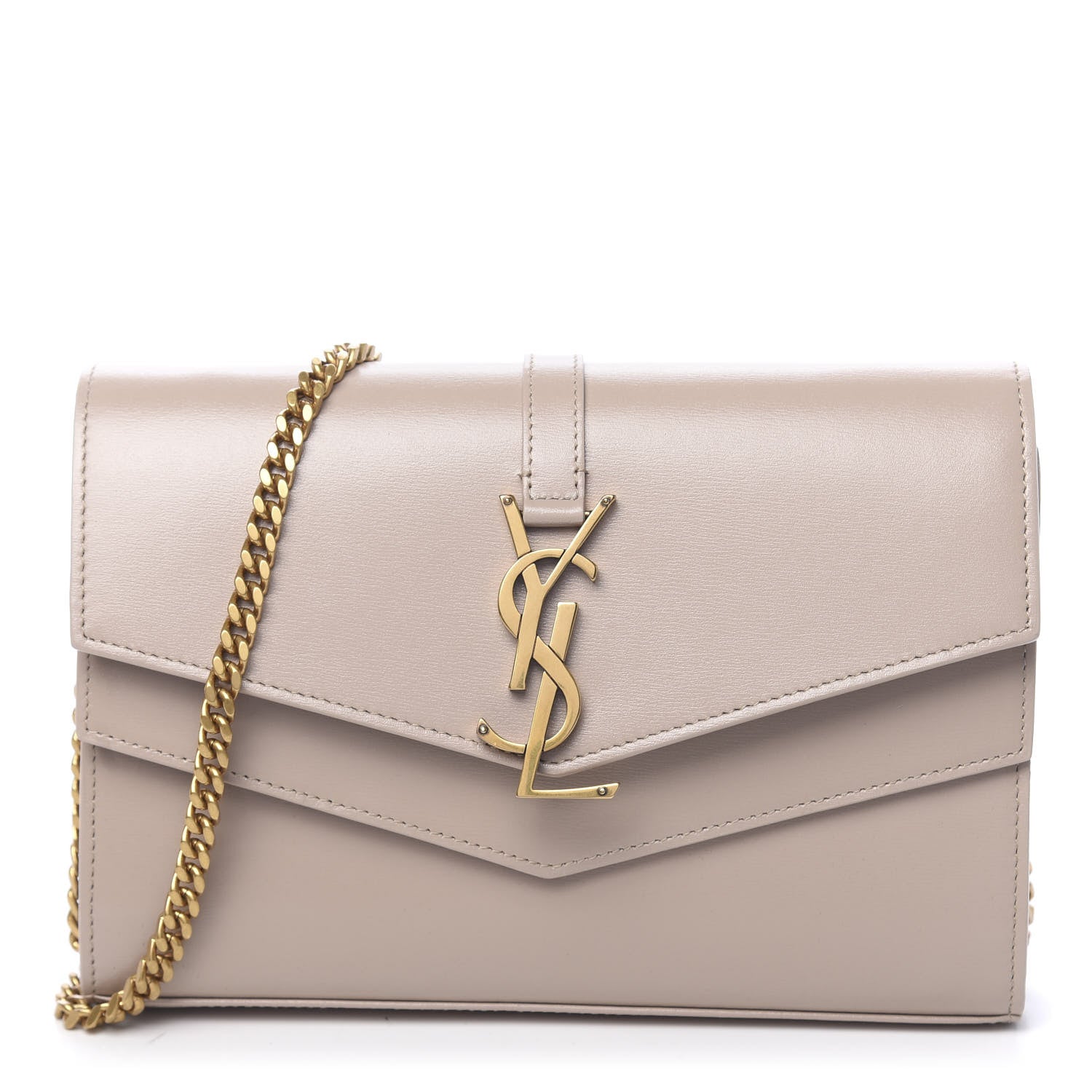 Saint Laurent Smooth Calfskin Monogram Sulpice Chain Wallet Nude 1 of 11