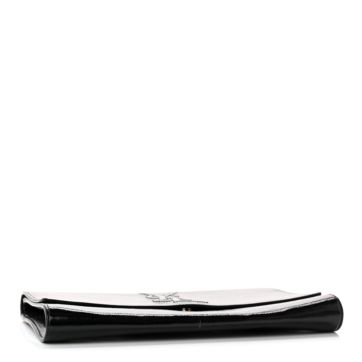 Textured Patent Monogram Large Belle De Jour Clutch Black