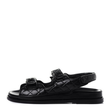 Chanel Lambskin Velcro Dad Sandals 41 Black 1 of 11