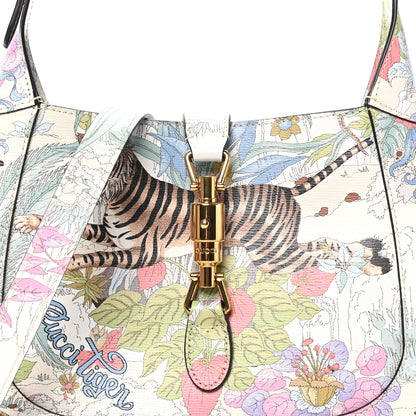 Gucci New Shangai Calfskin Tiger Savanah Small Jackie 1961 Hobo Chalky White Multicolor 7 of 9