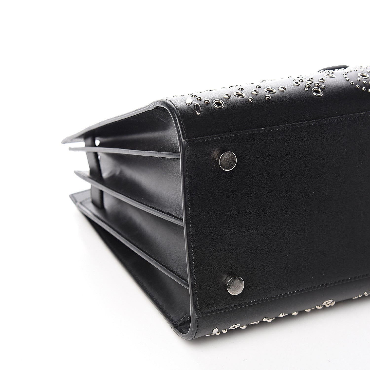 Saint Laurent Calfskin Perforated Bandana Studded Small Sac De Jour Black 8 of 11