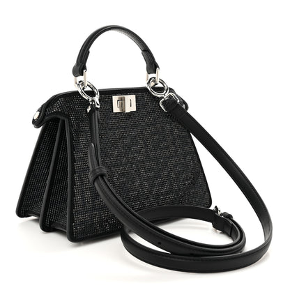 Fendi Crystal Shiny Nappa FF Petite Peekaboo I SEE U Satchel Black 3 of 11