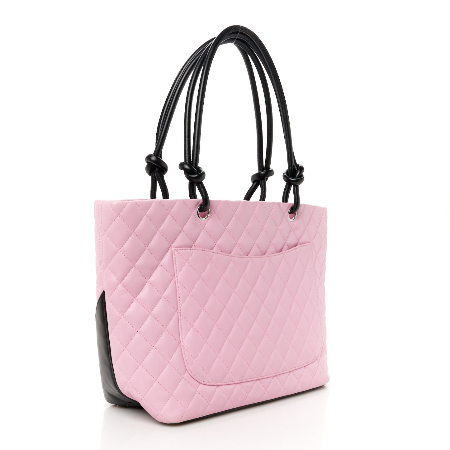 Calfskin Quilted Large Cambon Tote Pink Black