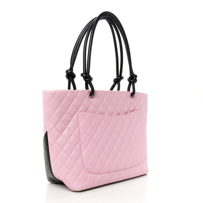 Chanel Calfskin Quilted Large Cambon Tote Pink Black 2 of 10