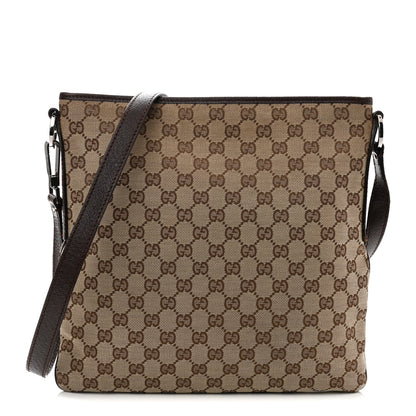 Gucci GG Supreme Monogram Medium Flat Messenger Bag Dark Brown 1 of 12