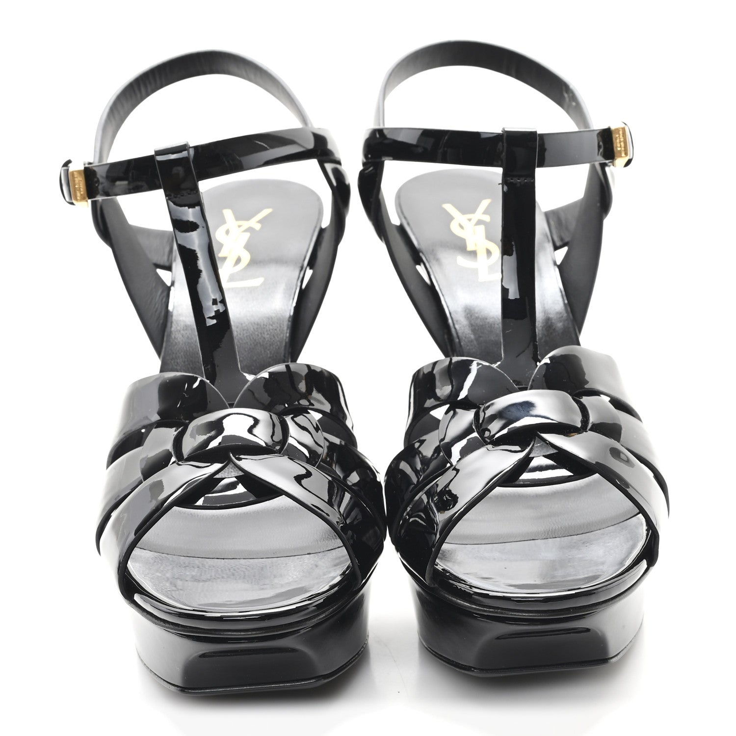 Saint Laurent Patent Tribute 75 Platform Sandals 38.5 Black 3 of 10