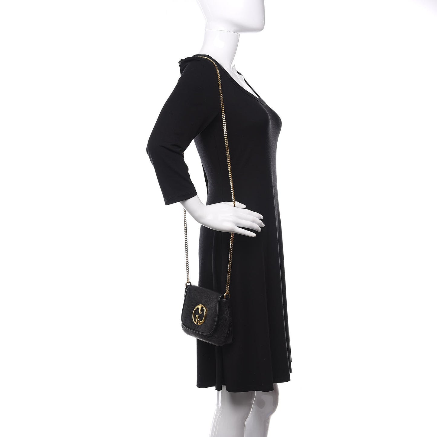 Pebbled Calfskin Small 1973 Chain Shoulder Bag Black