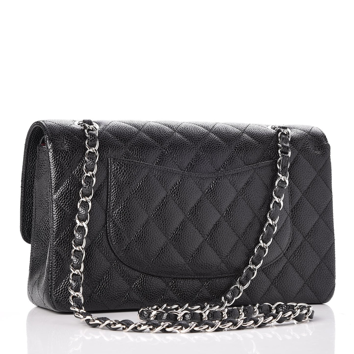 Caviar Quilted Medium Double Flap Black