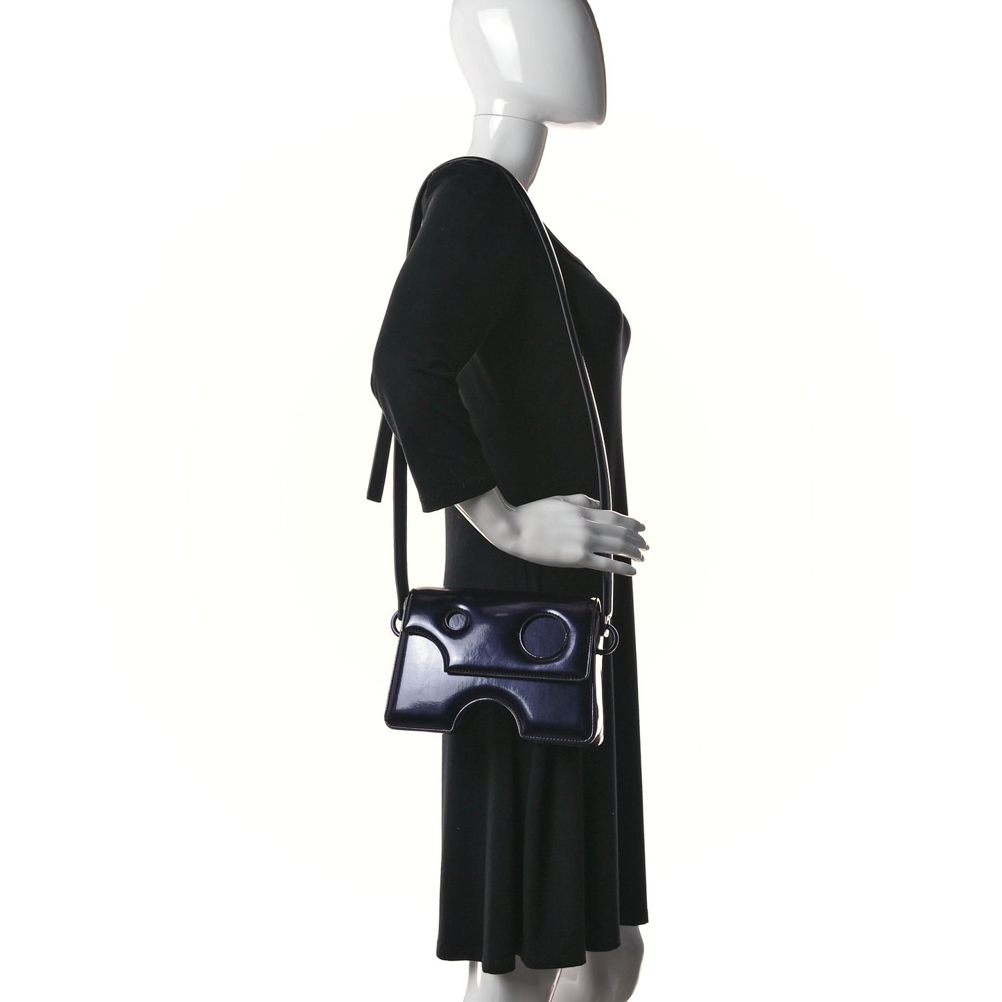 OFF WHITE Iridescent PU Burrow 22 Shoulder Bag Latex Blue