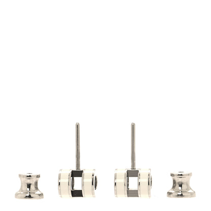 Hermes Palladium Lacquered Mini Pop H Earrings White 3 of 6