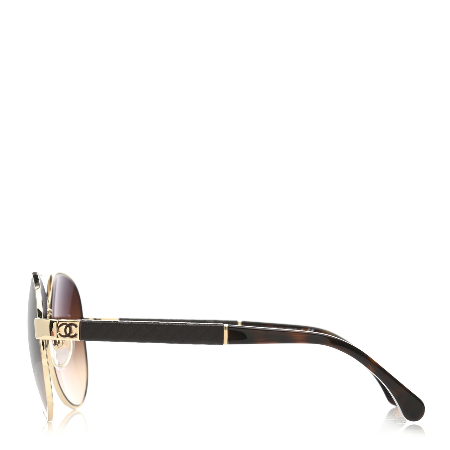 Lambskin Quilted CC Aviator Sunglasses 4195-Q Brown Gold