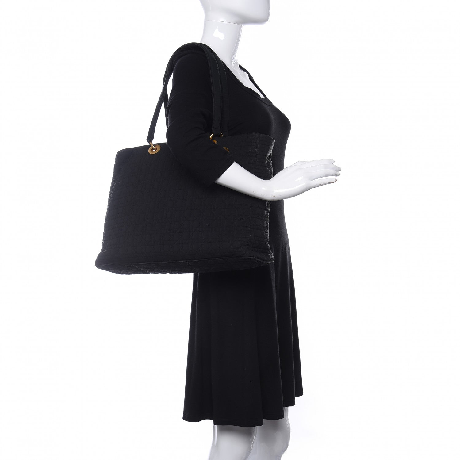 Christian Dior Nylon Cannage Large Lady Dior Tote Black 2 of 10