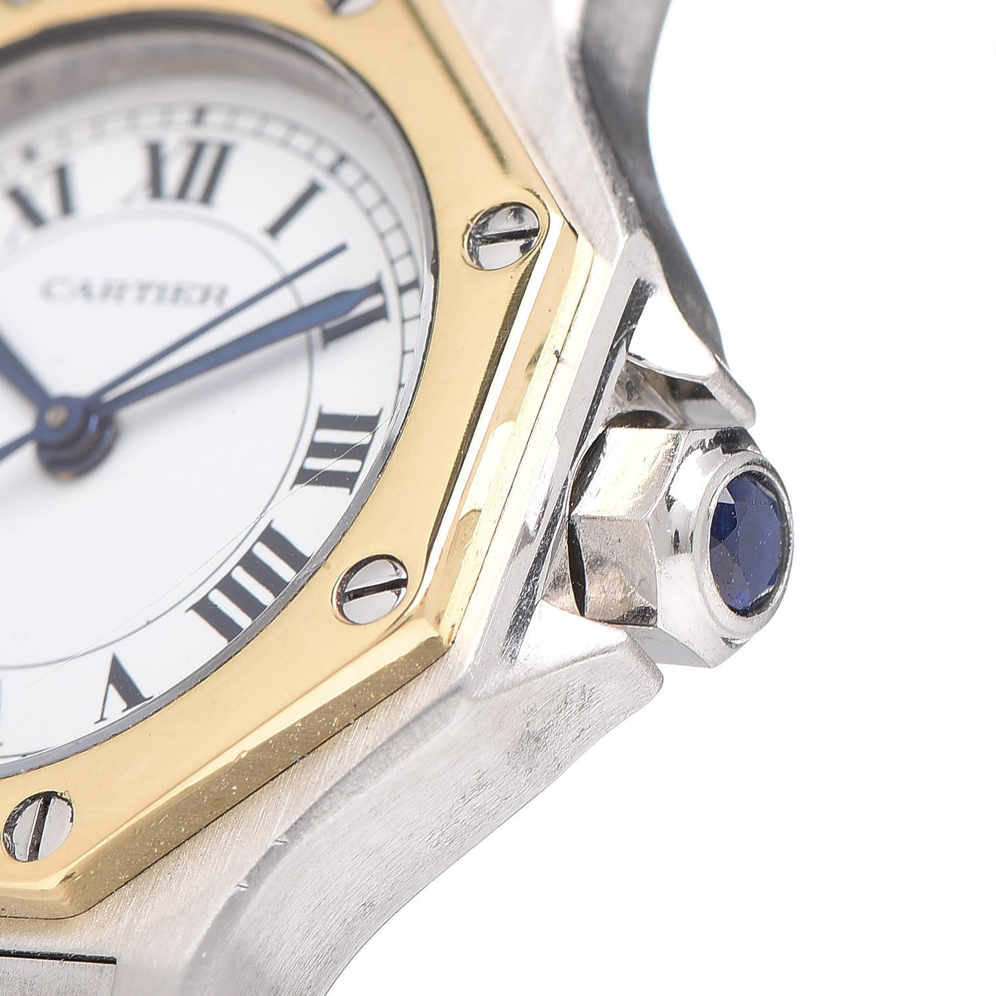 Stainless Steel 18K Yellow Gold 25mm Santos Octagon Automatic Watch