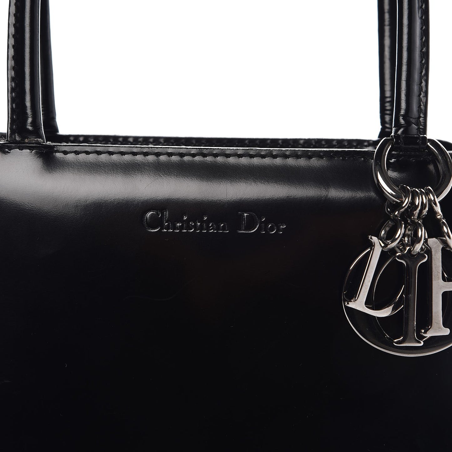 Patent Top Handle Bag Black