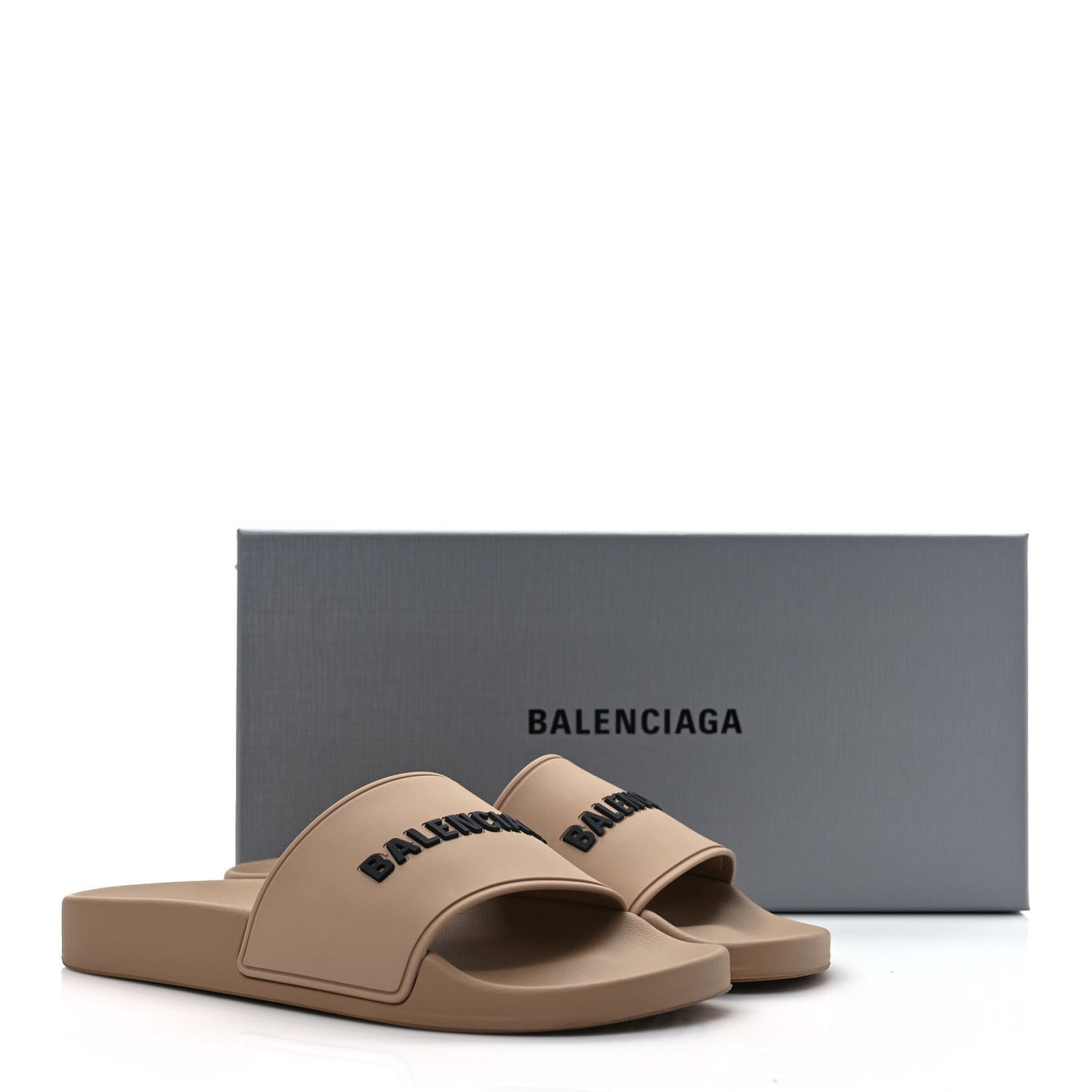 Rubber Logo Pool Slide Sandals 38 Beige Black