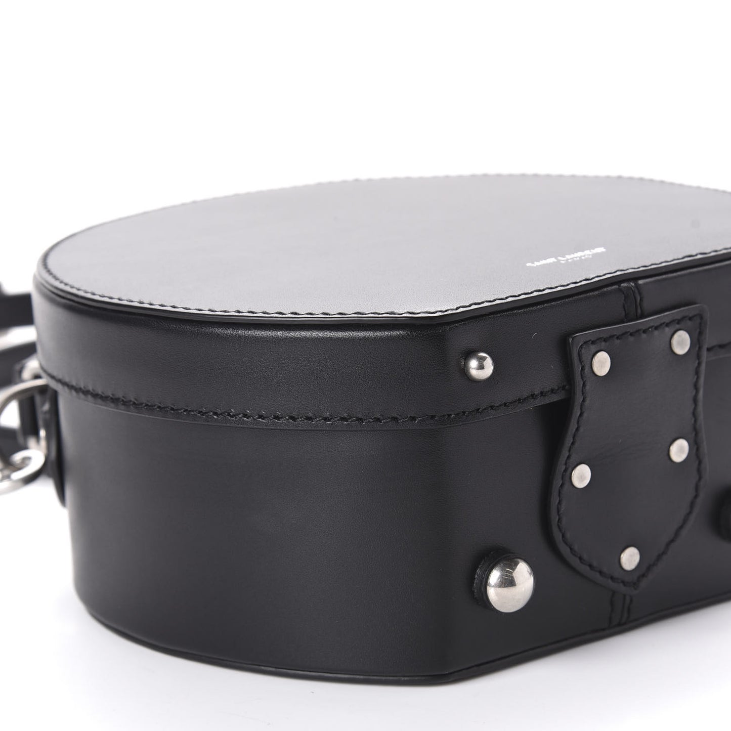 Calfskin Small Mica Hat Box Black