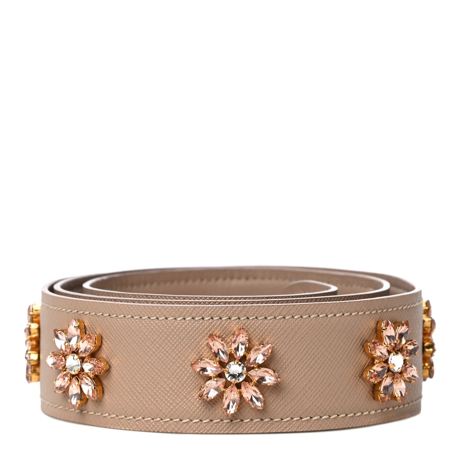 Prada Saffiano Crystal Flower Shoulder Strap Cammeo 3 of 9