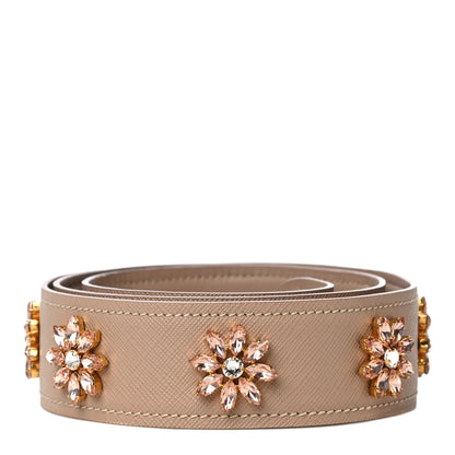 Prada Saffiano Crystal Flower Shoulder Strap Cammeo 3 of 9