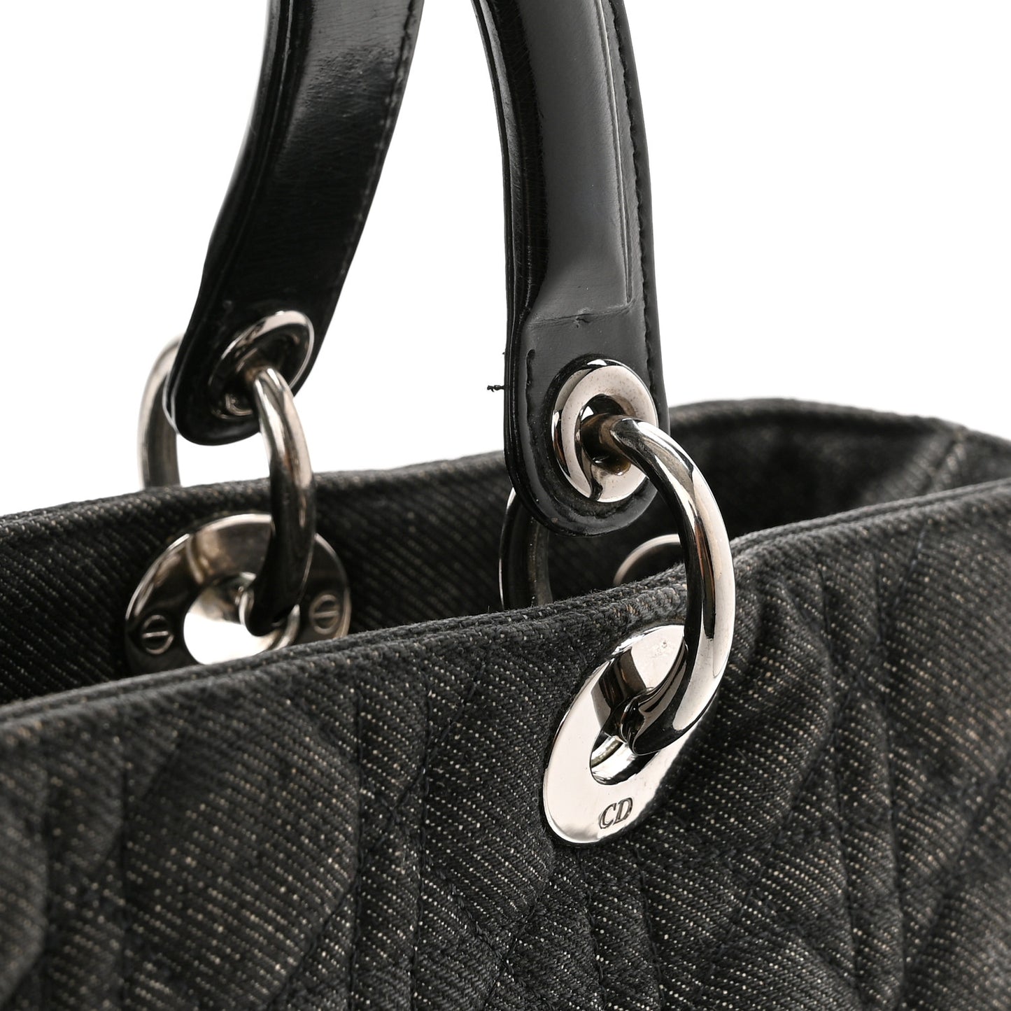 Denim Cannage Large Lady Dior Black