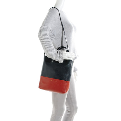 Celine Grained Calfskin Small Vertical Bi-Cabas Navy Red Ochre 2 of 10
