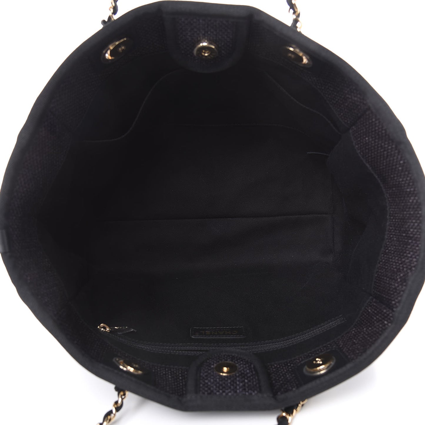 Woven Straw Raffia Small Deauville Tote Black