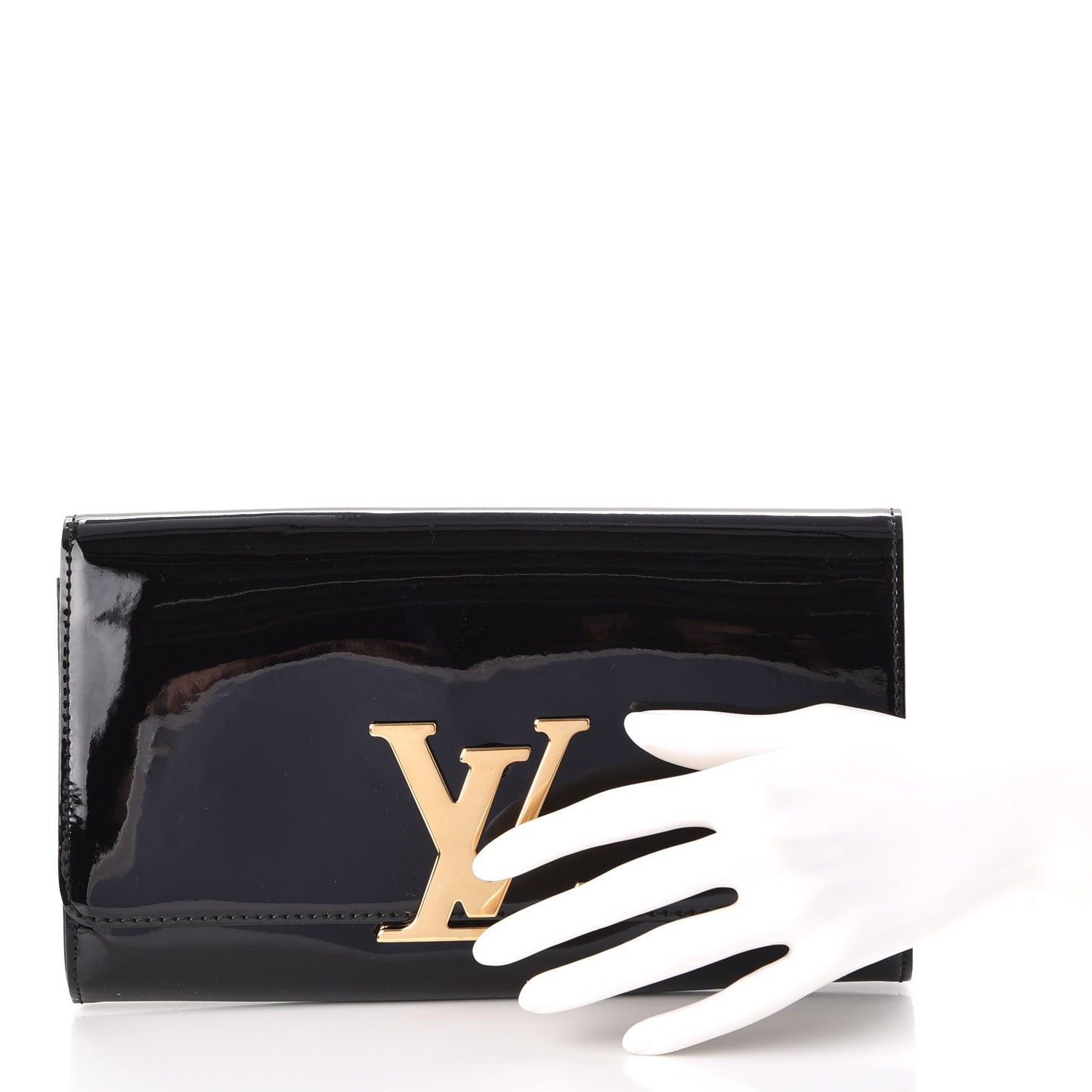 Patent Louise Clutch Black