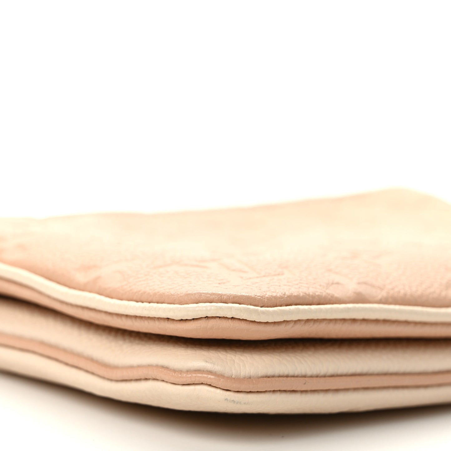 Empreinte Double Zip Pochette Beige Rose Creme