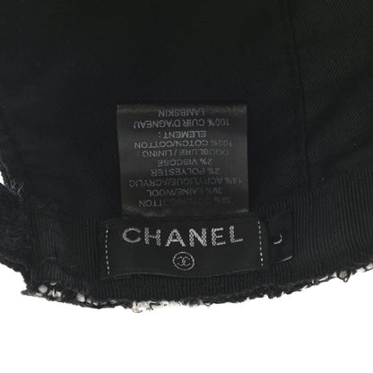 Chanel Tweed Cap Hat L Black White 8 of 8