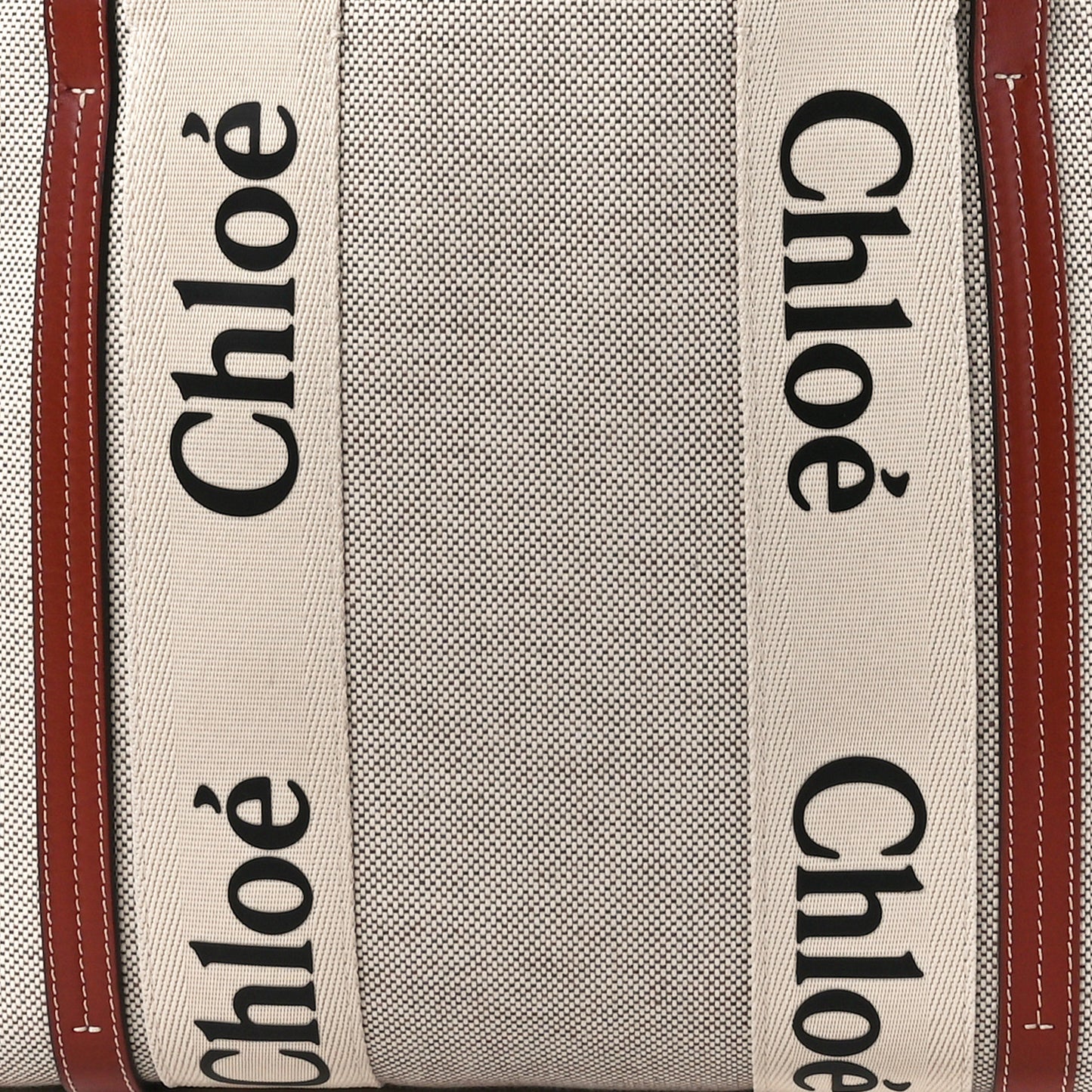 Cotton Calfskin Medium Woody Ribbon Tote White Brown