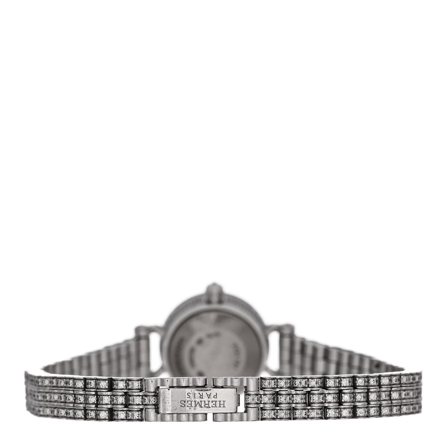 Hermes 18K White Gold Diamond Pave 16mm Faubourg Quartz Watch 3 of 4