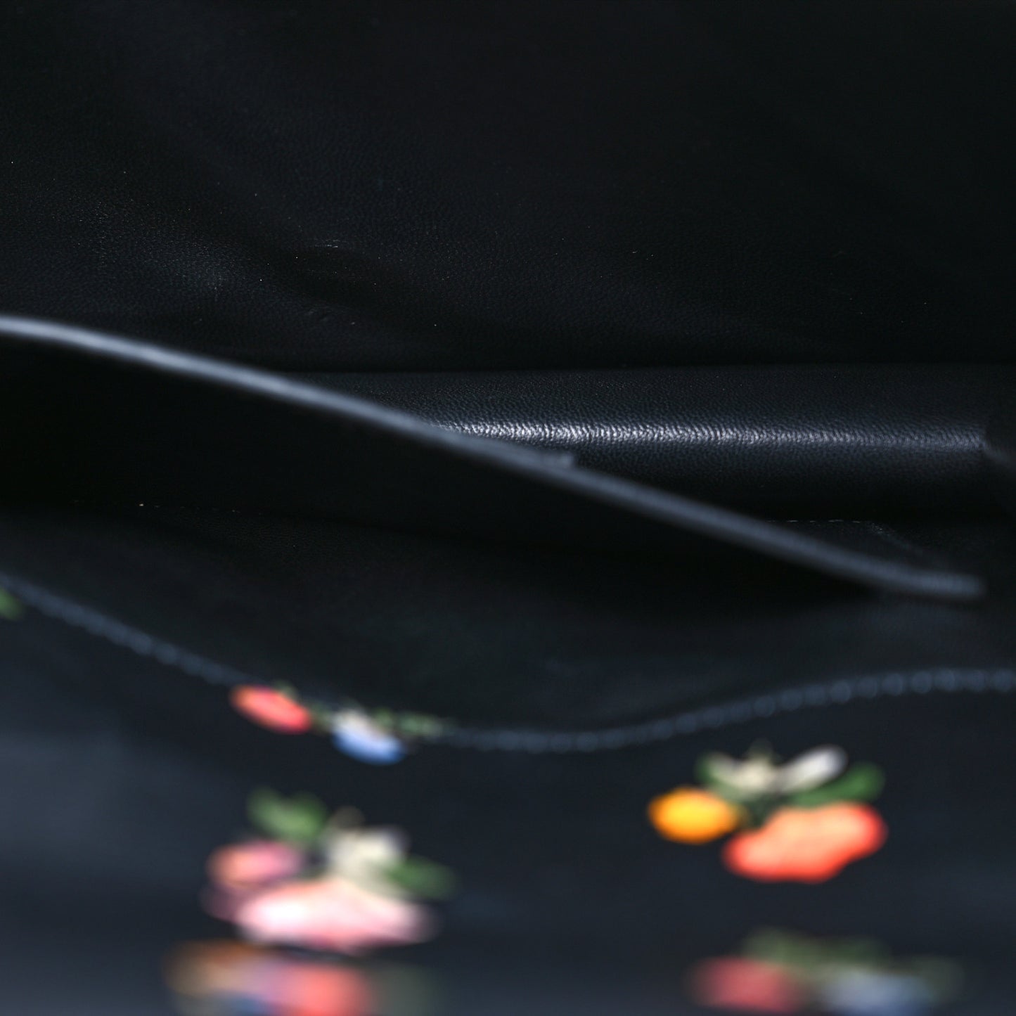 Calfskin Prairie Flower Printed Classic Monogram Kate Clutch Black Multicolor