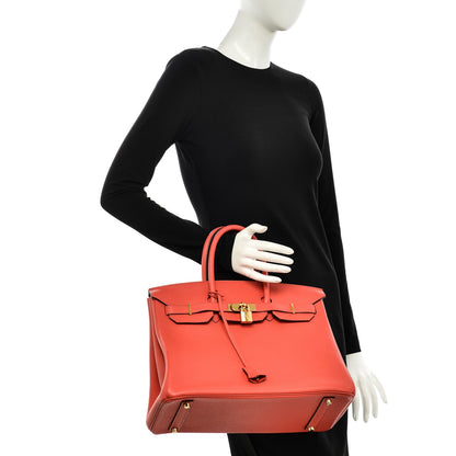 Hermes Taurillon Clemence Birkin 35 Rouge Pivoine 2 of 34