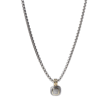 David Yurman Sterling Silver 18K Yellow Gold Diamond 7mm Albion Pendant Necklace 1 of 6