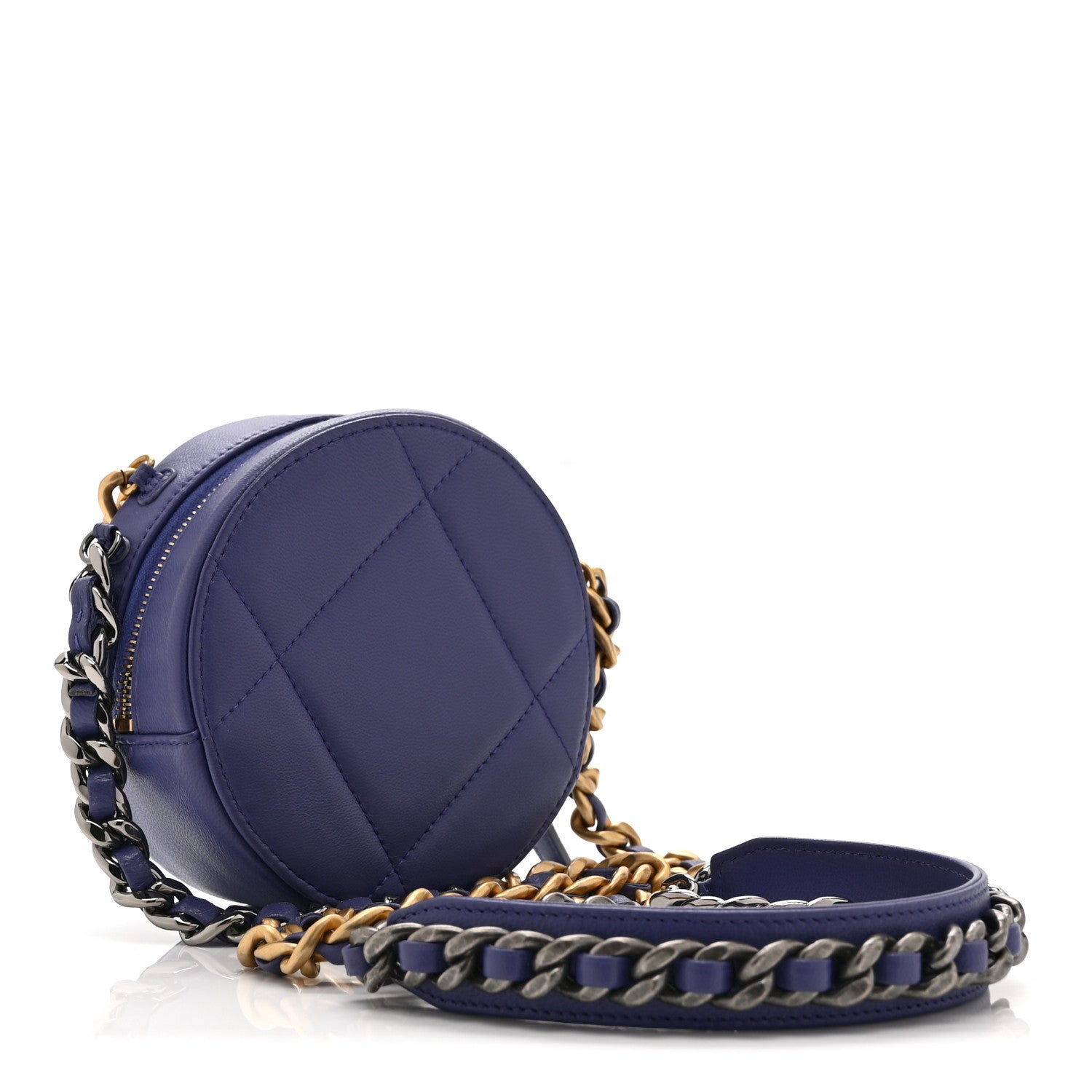 Chanel Lambskin Quilted Chanel 19 Round Clutch With Chain Purple 3 of 10