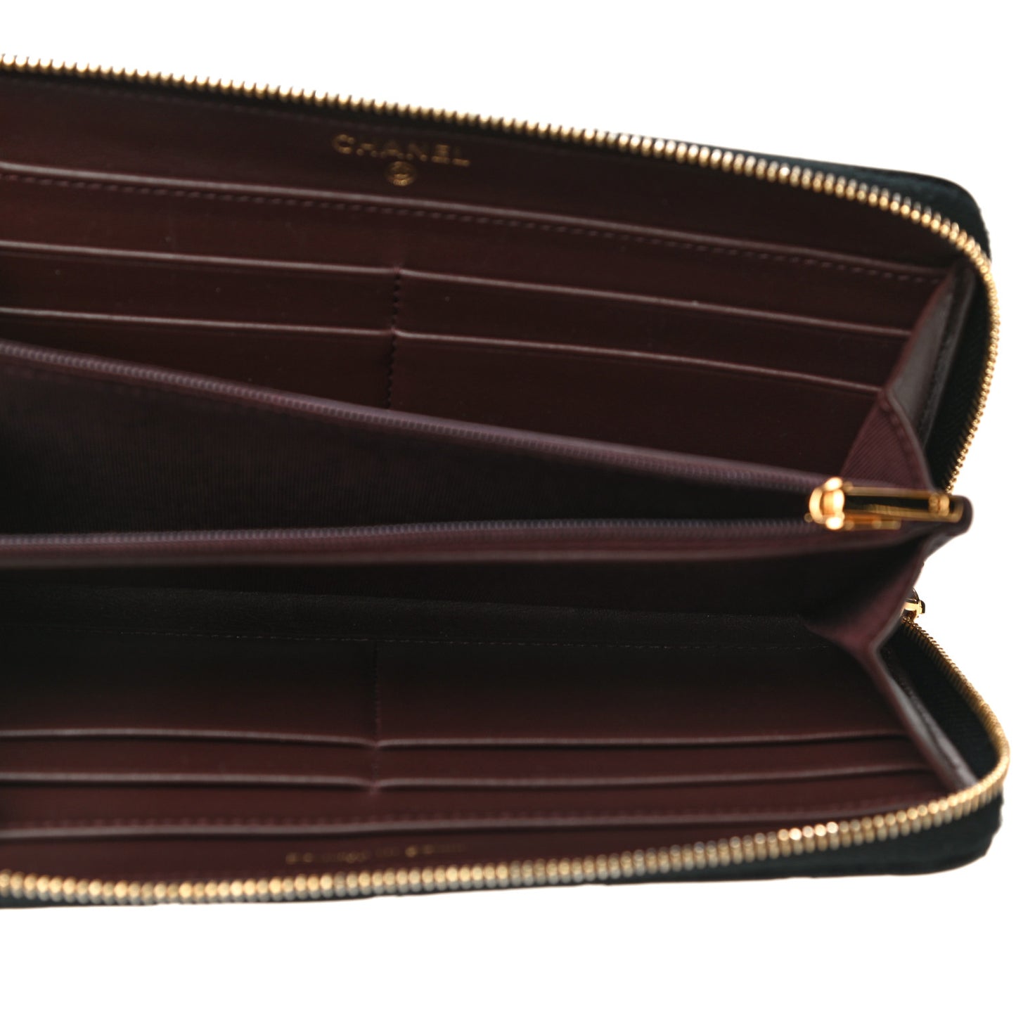 Caviar Quilted Large Gusset Zip Around Wallet Black