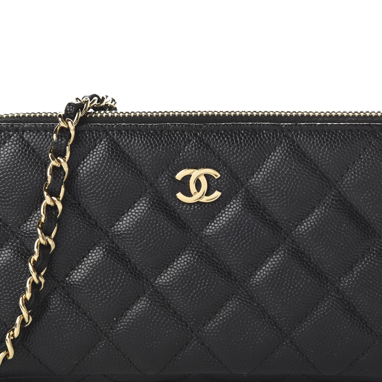 Caviar Quilted Small Clutch With Chain Black