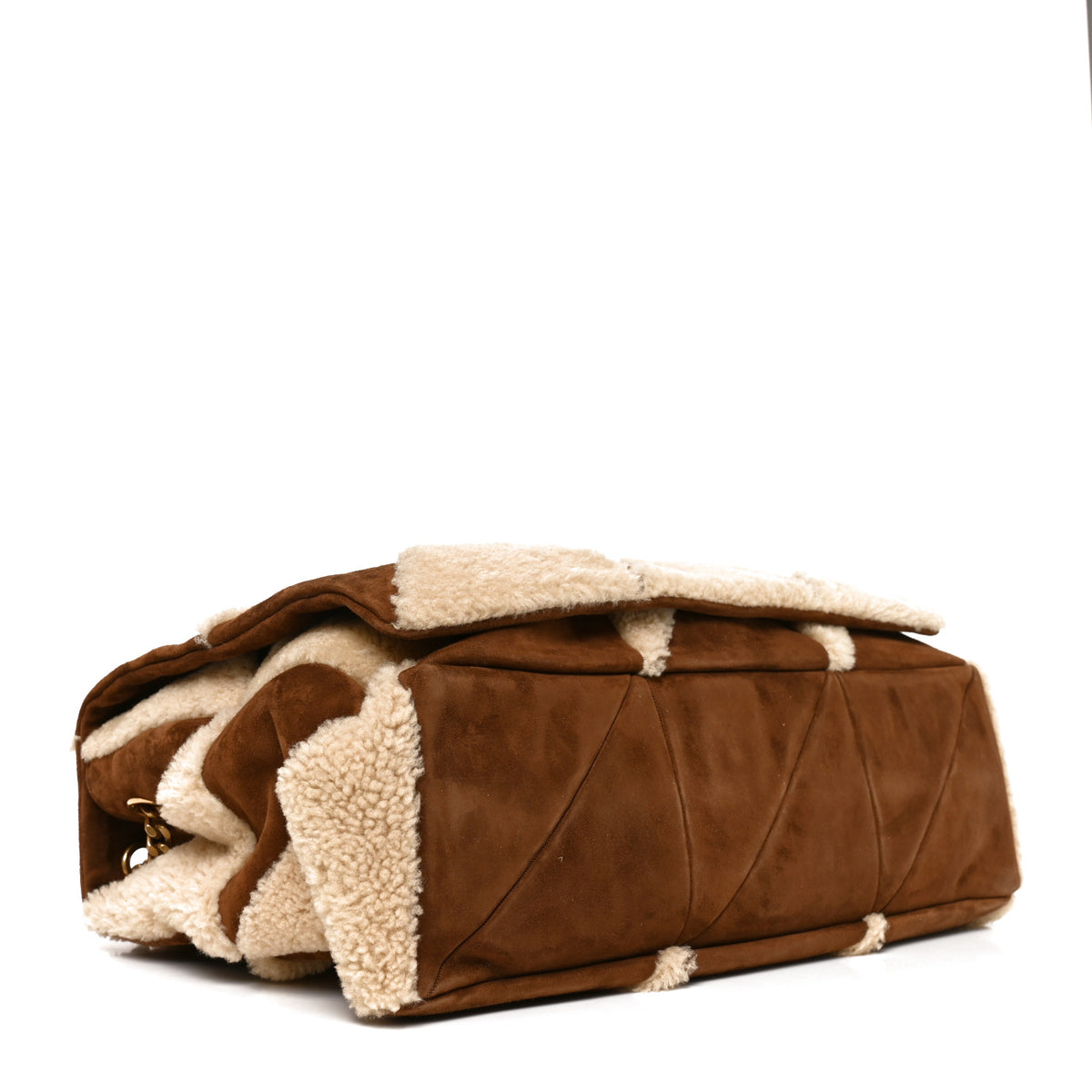 Saint Laurent Suede Shearling Patchwork Monogram Giant Jamie Brown Beige 4 of 10