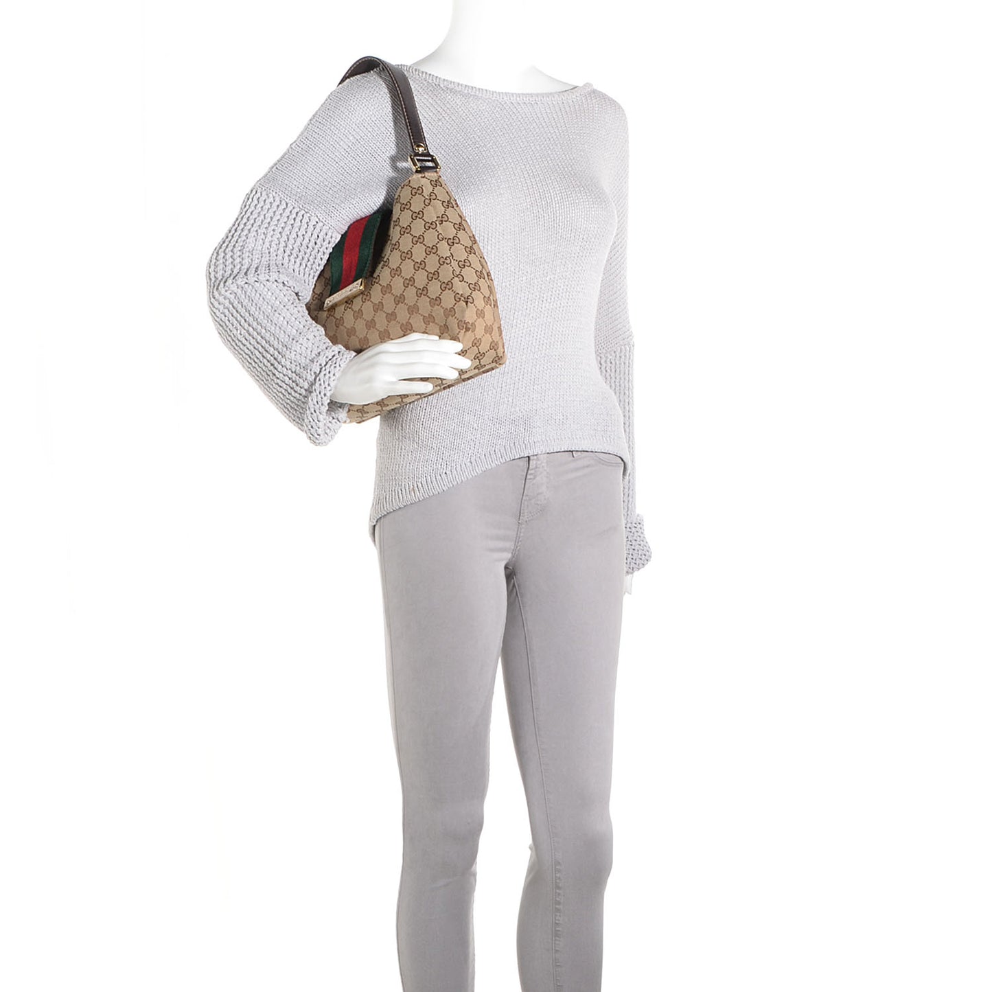 Monogram New Ladies Web Medium Hobo Brown