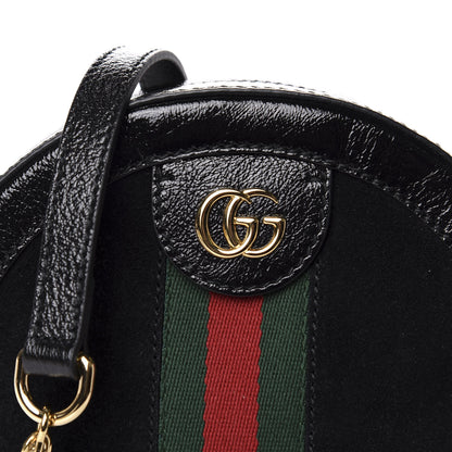 Gucci Suede Patent Web Mini Ophidia Round Shoulder Bag Black 10 of 10