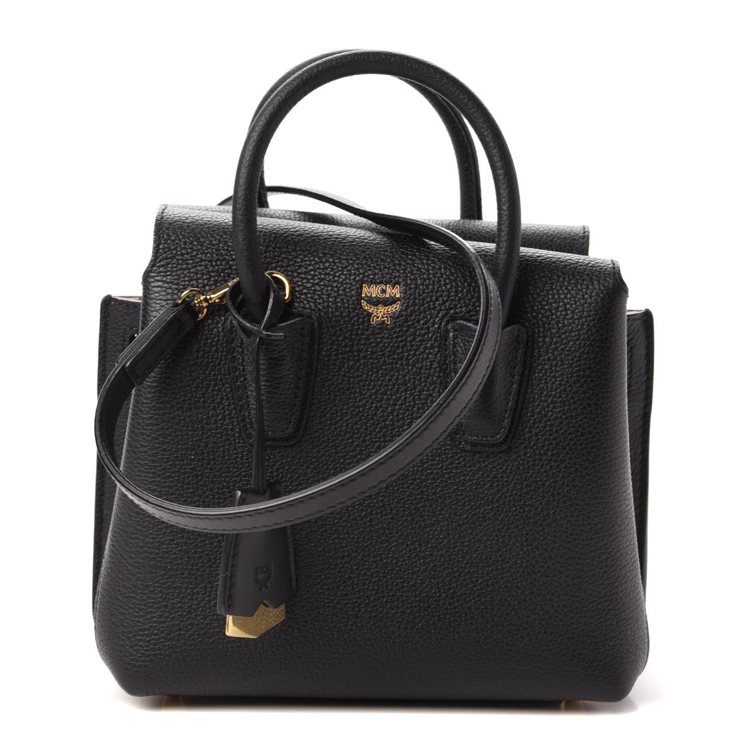 MCM Grained Calfskin Mini Milla Tote Black 1 of 8